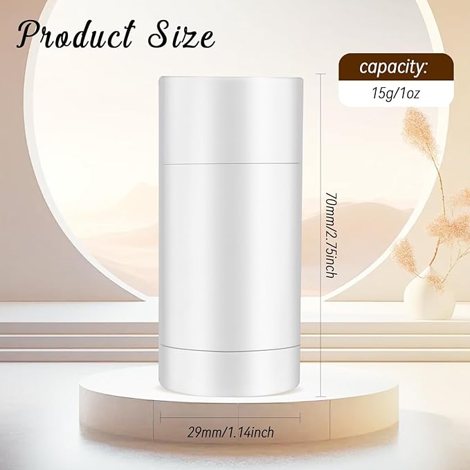 12 Pieces 15g White Plastic Deodorant Containers,Empty 1/2 oz Travel Lip Balm Tubes,Refillable Twist-UP Solid Perfume Tubes,Lipstick Tubes for DIY-GlimoraGlow