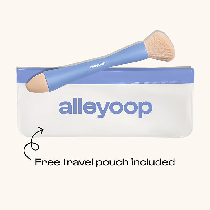 Alleyoop Multi-Tasker 4-in-1 Travel Makeup Brush Set – Compact Makeup Brushes with Blending Sponge, Eyeshadow, Eyebrow & Liner, Blush & Bronzer Brush – Mini Makeup Tools Kit for Women, Vegan-GlimoraGlow