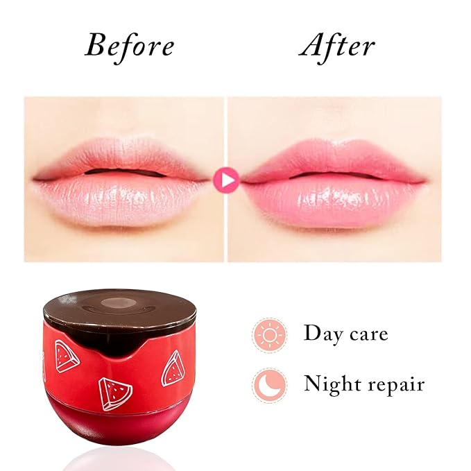1 PCS Bee Lip Balm Honey Pot, Moisturizing Watermelon Sleeping Lip Balm Lip Mask Overnight, Hydrate Lip Repair Prevent Dry and Cracked Lip Care, Nourishes the Lip Skin, Reduces Lip Lines-GlimoraGlow