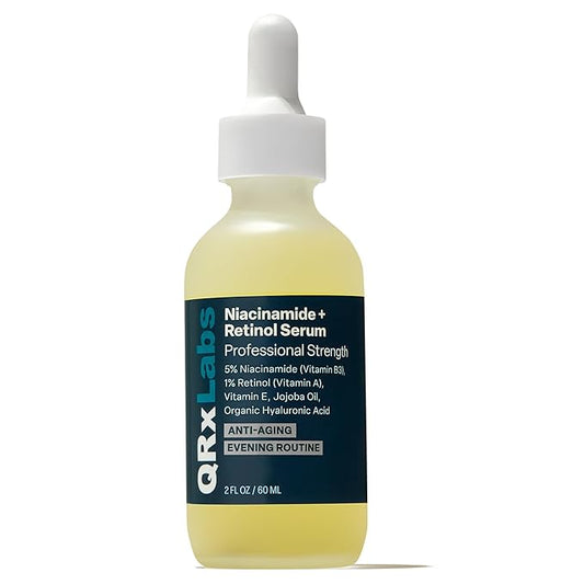 QRxLabs Niacinamide & Retinol Serum - 2 fl Oz - Niacinamide, Retinol & Arbutin - Anti-Aging Pore & Wrinkle Reducer - Fades Blemishes & Tightens Skin-GlimoraGlow