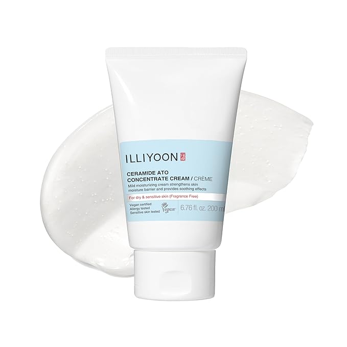 Illiyoon Ceramide Ato Concentrate Cream | Moisturizer for Dry & Sensitive Skin, 100hr Lasting Hydration, For Face & Body, Gentle for Infants, Moisture Barrier Repair, Vegan Certified, 6.76 fl.oz.-GlimoraGlow
