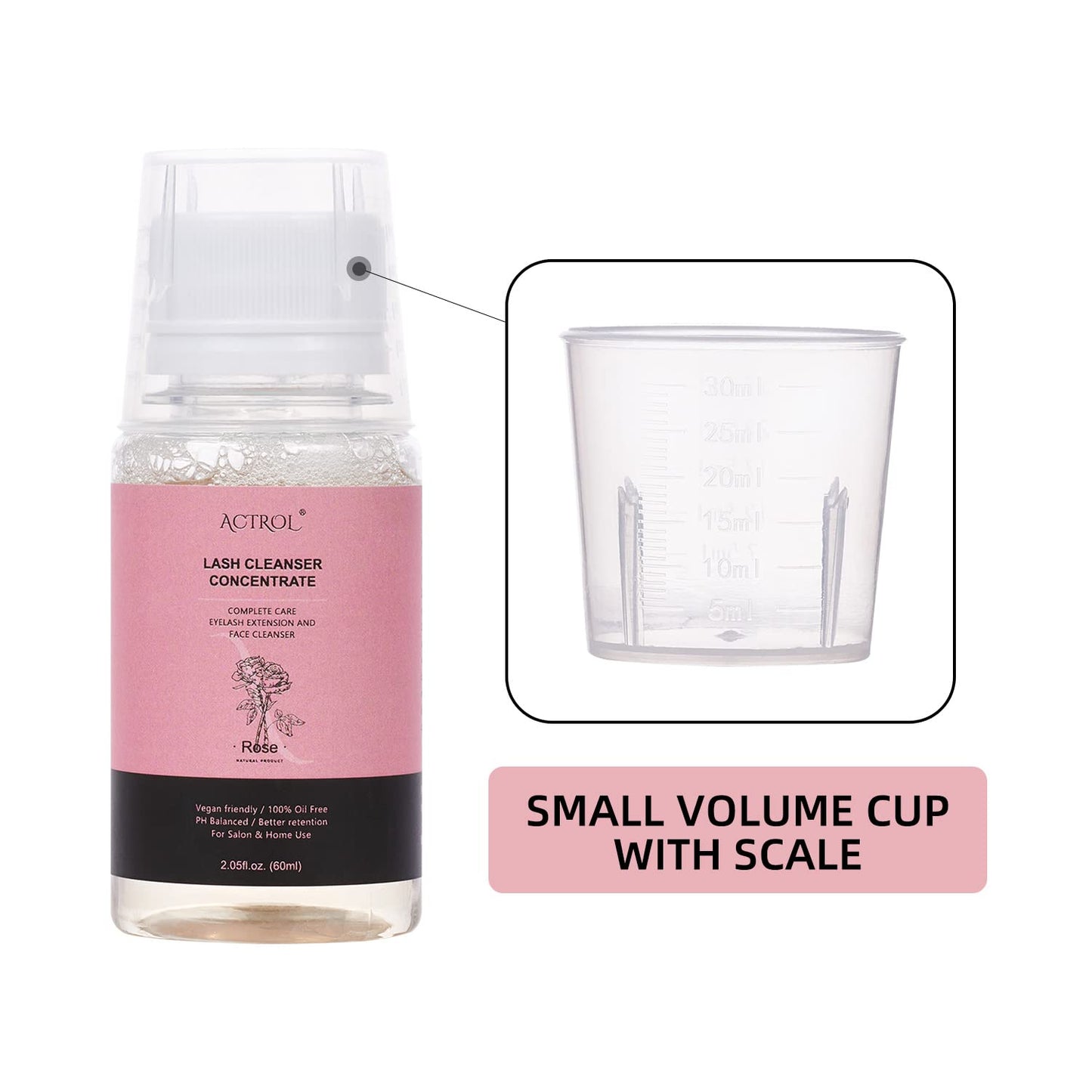 Eyelash Cleanser Concentrate 60ml Rose Professional Lash Shampoo Foaming Cleanser DIY Wash for Extensions Lashes with Salon Home Care-Makes 12Bottles-GlimoraGlow