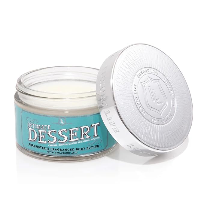 LUXURY LIFE BUTTER - Irresistibly Scented Body Butter with Hyaluronic Acid for Ultimate Moisture. Luxurious Natural Fragrance. Hydrates for a Non-Greasy Glamorous Glow, Intimate Dessert, 5 oz.-GlimoraGlow