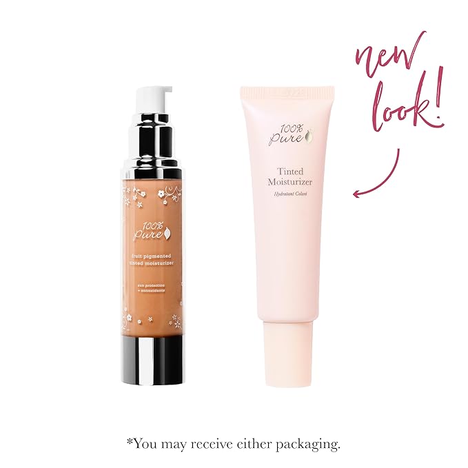 100% PURE Tinted Moisturizer Anti-Aging Face Makeup - Fruit Pigmented Golden Peach Light to Medium Coverage & Dewy Glow - Lightweight Foundation Medium-Tan Skin w/Yellow Undertone - Vegan - 1 Fl Oz-GlimoraGlow