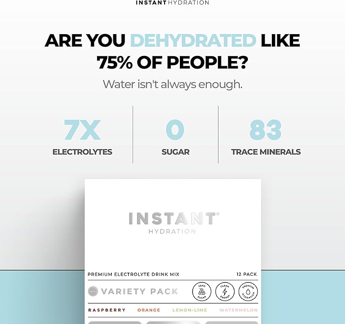 Instant Hydration Electrolytes Powder Packets - Variety Pack - Zero Sugar - Keto, Vegan, Gluten-Free, Non-GMO - Boost Recovery, Brain Function, Muscle & Tissue Health - 12 Sticks-GlimoraGlow