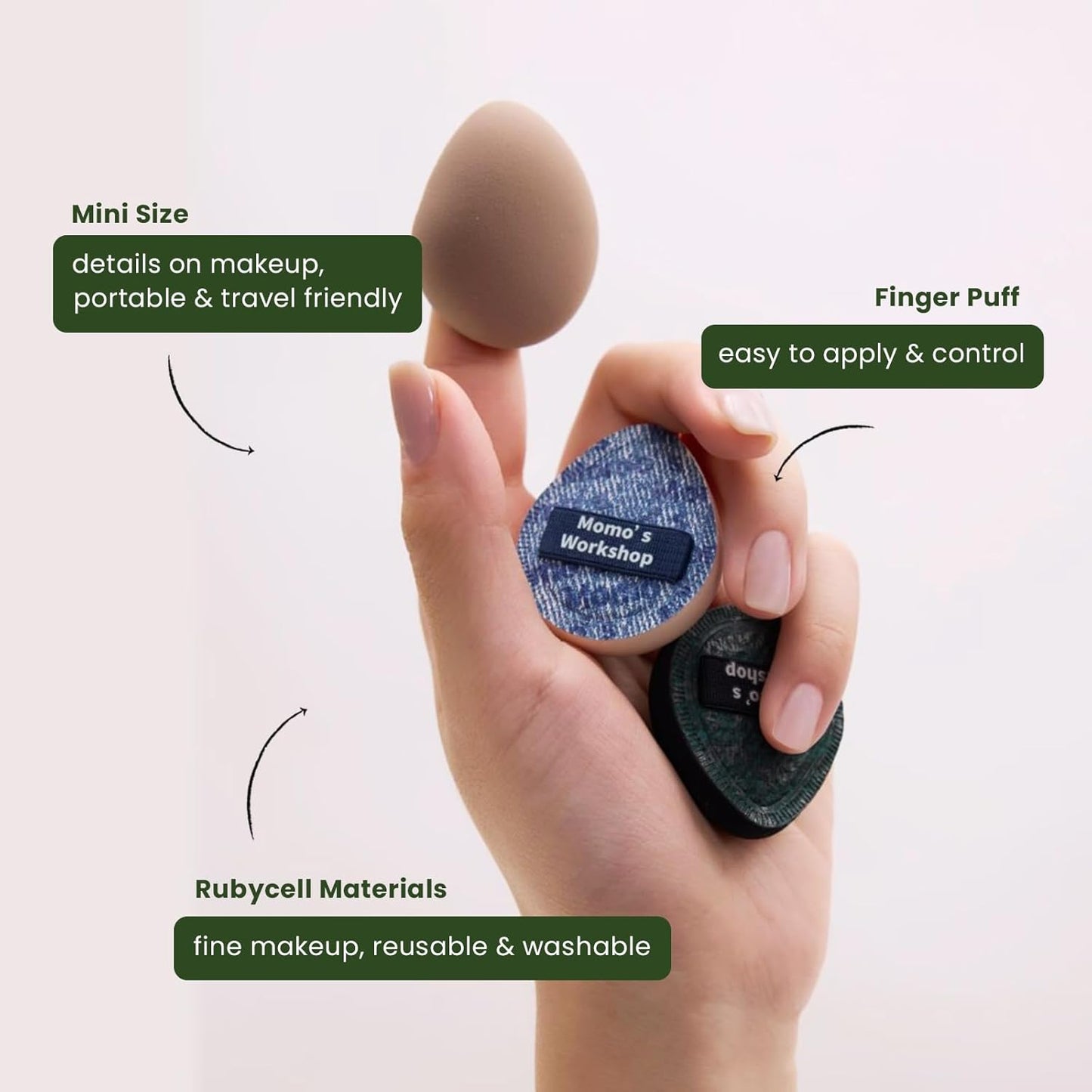 Mini Denim Makeup Sponge Set, Multi-Use Mini Makeup Blenders Sponge for Liquid/Cream/Concealer/Blush/Highlighter, Perfect for Detail Work & Travel,5PCS Mini Concealer Puffs with Storage Case-GlimoraGlow