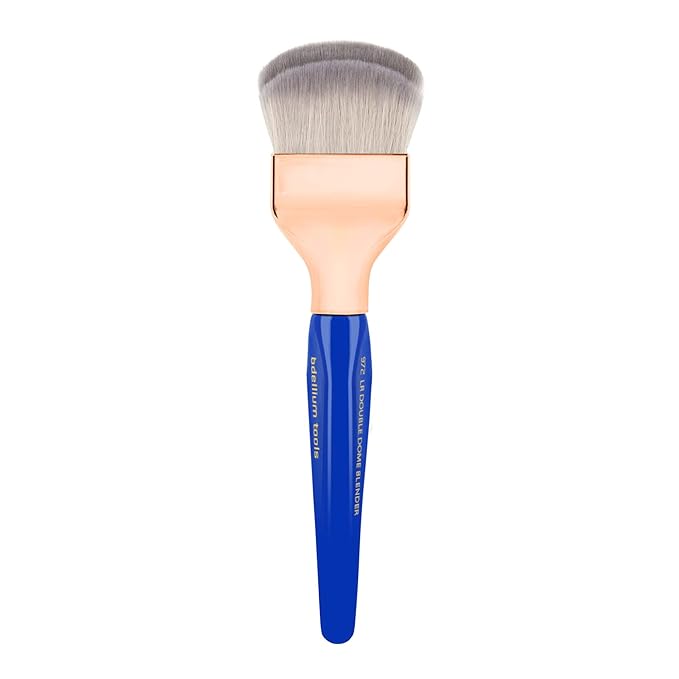 Bdellium Tools Professional Makeup Brush - Golden Triangle 972 Large Rounded Double Dome Blender - With All Vegan and Soft Synthetic Fibers, For Foundation Application & Blending (Blue, 1pc)-GlimoraGlow