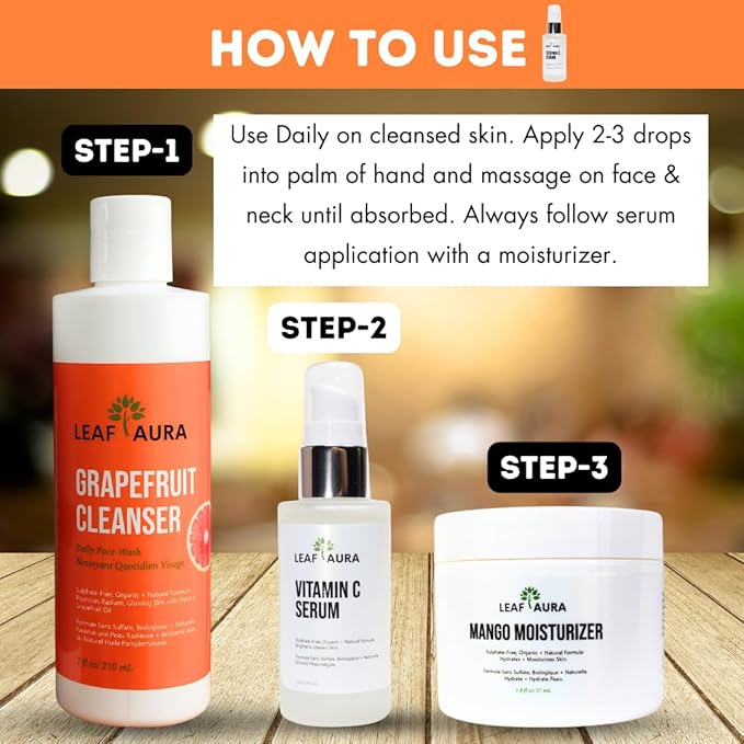 Vitamin C Serum, Sulphate-Free, Organic+ Natural Formula, Brightens Uneven Skin, Made In Canada, 29.5ml-GlimoraGlow