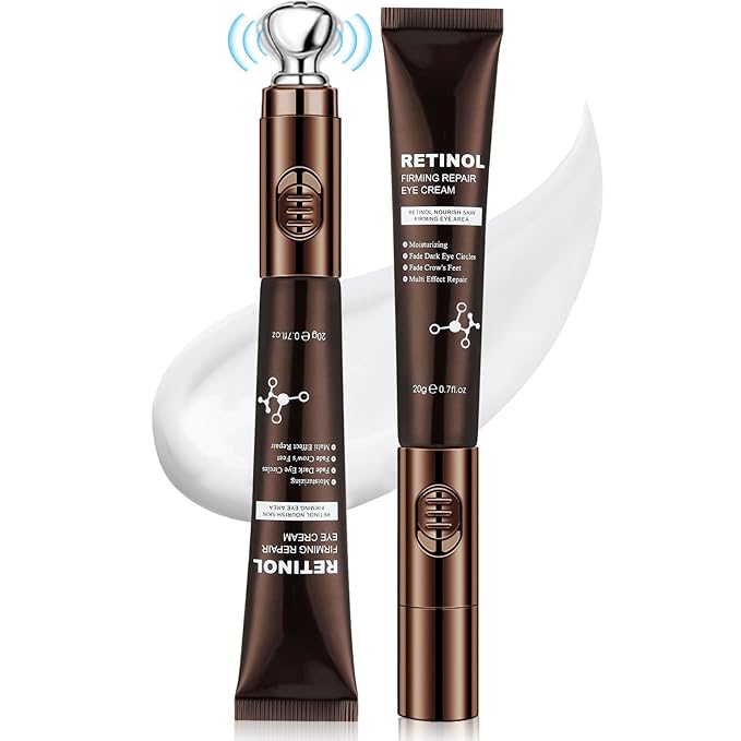 20g Eye Cream with Electric Massager, Moisturizing Anti-Wrinkles Eye Cream, Anti Aging Eye Cream for Dark Circles and Puffiness, Results in 3-4 Weeks to Reduce Fine Lines-GlimoraGlow