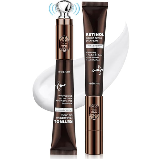 20g Eye Cream with Electric Massager, Moisturizing Anti-Wrinkles Eye Cream, Anti Aging Eye Cream for Dark Circles and Puffiness, Results in 3-4 Weeks to Reduce Fine Lines-GlimoraGlow