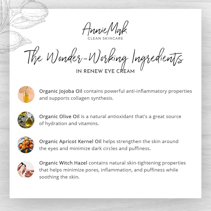 AnnieMak Renew Eye Cream for Dark Circles, Puffiness & Wrinkles Around Eyes, Under Eye Brightener, Vitamin Infused Moisturizer, Hydrating, Brightening & Smoothing Skin Care (0.25 fl oz)-GlimoraGlow