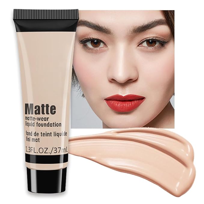 1 Pack Liquid Foundation Cream for Face Makeup,Durable Full Coverage Matte Concealer Make Up,Oil Control & Waterproof Base Primer -1 Fl.Oz-IVORY 6#-GlimoraGlow