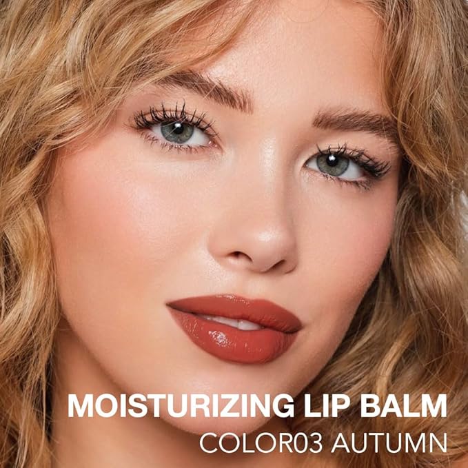 1Pcs Tinted Lip Balm Moisturizing Lipstick – Warm Orange Brown Sheer Hydrating Lip Color for Dry Lips – Nourishing Lip Balm for All Women with a Subtle Natural Scent (S03 Autumn)-GlimoraGlow