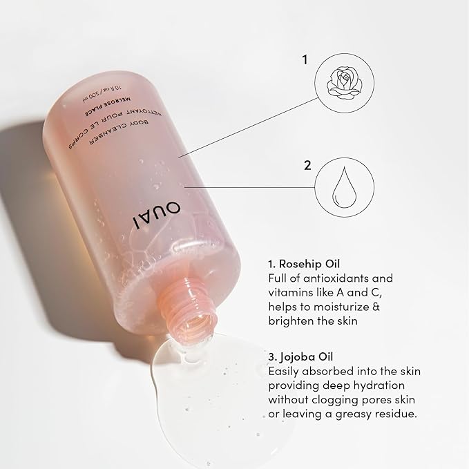 OUAI Body Cleanser Refill, Melrose Place - Foaming Body Wash with Jojoba Oil and Rosehip Oil to Hydrate, Nurture, Balance and Soften Skin - Paraben, Phthalate and Sulfate Free Skin Care - 32 Oz-GlimoraGlow