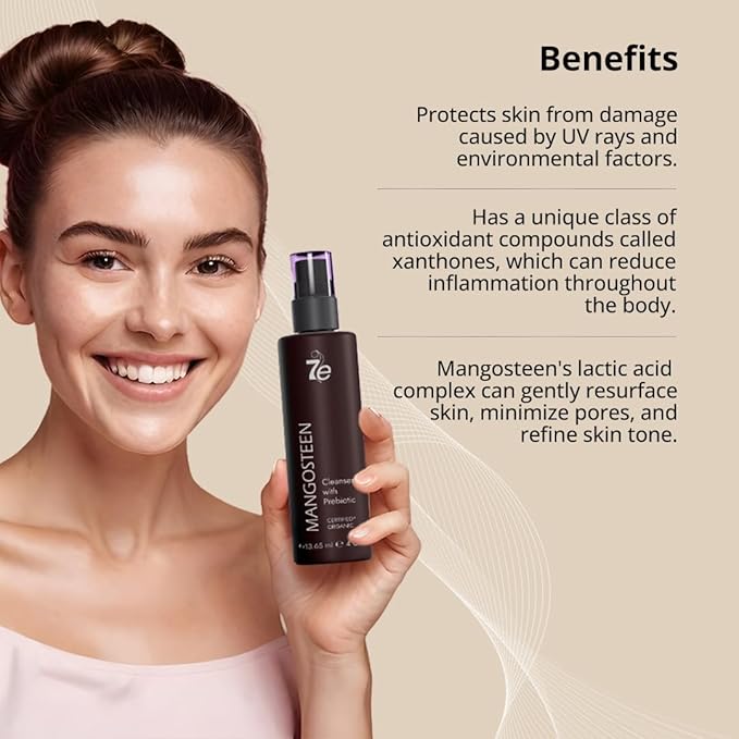 7E Wellness Mangosteen Face Cleanser 4oz, Antioxidant Rich Cleanser Face Wash with Xanthones, Cleanses, Brightens, Protects Skin, Suitable for All Skin Types, Natural Ingredients, Daily Use-GlimoraGlow