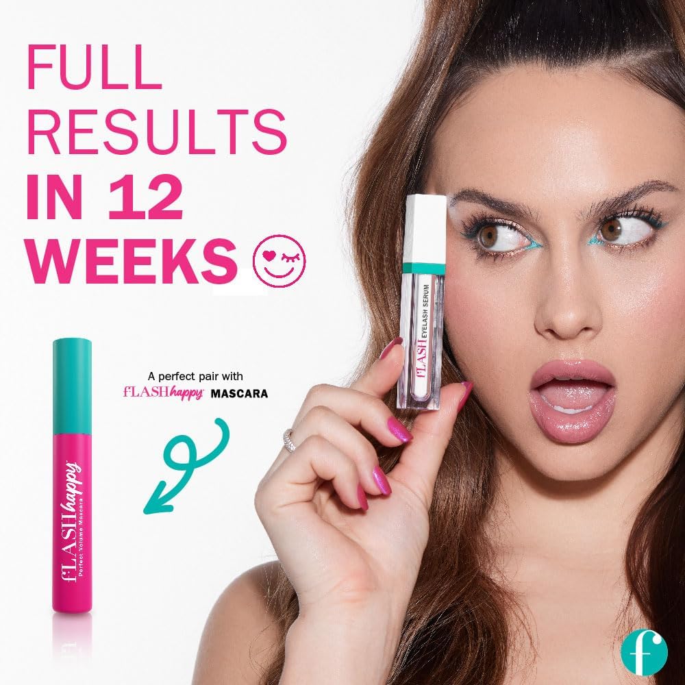 fLASH Eyelash Serum for Long, Curled Natural Lashes - Enhances & Strengthens, Safe & Effective Formula for Contact Wearers & Sensitive Eyes, 3 Month Supply - 2mL (0.07 Fl Oz)-GlimoraGlow