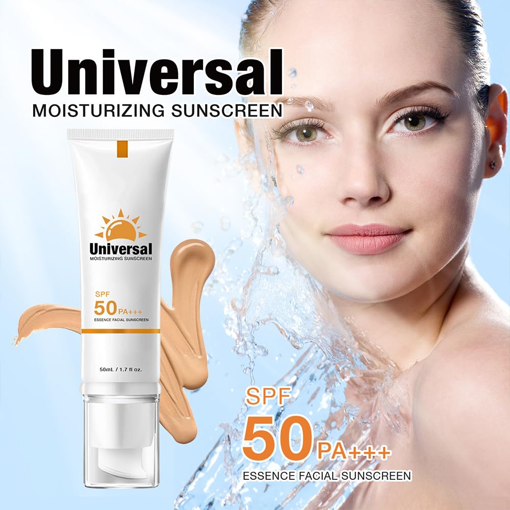 Tinted Sunscreen For Face SPF 50, Universal Protector Solar 50 Moisturizer, Hydrating Sun Essence Face Sunscreen, UV Defense, Travel Size, 1.7 Fl.OZ-GlimoraGlow