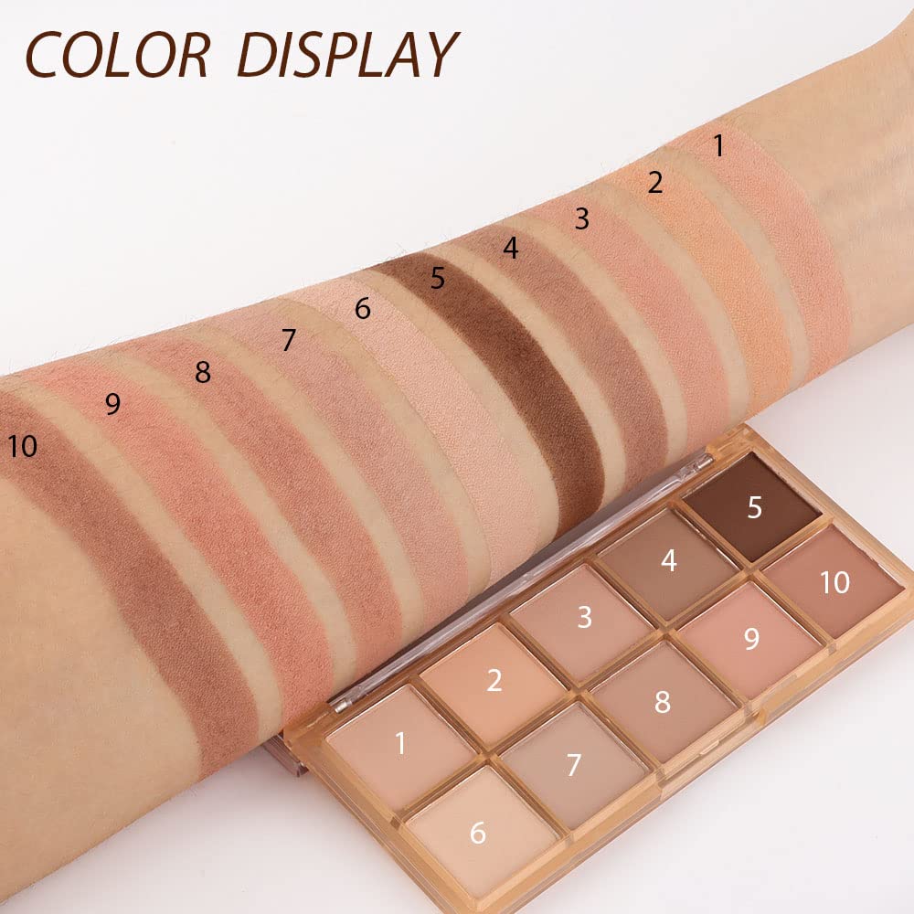 10 Colors Nude Pink Matte Eyeshadow Palette,Neutral Nude Eye Shadow Palette,Long Lasting Waterproof Travel Size Makeup Pallete,Vegan,Cruelty -free-GlimoraGlow