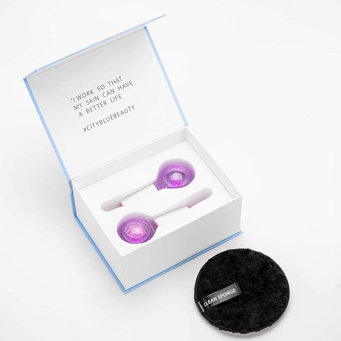 ICE Beauty Balls for Facial, 2PCS Purple Facial Roller for Cold Facial Massage Face Roller Balls with Anti-Freeze Liquid to Reduce Puffiness, Pores, Wrinkles…-GlimoraGlow