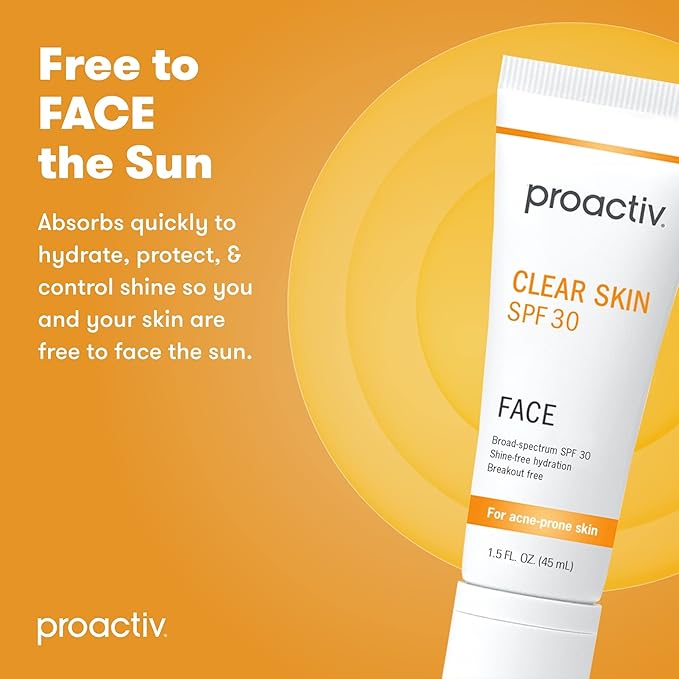 Proactiv Clear Skin Face Sunscreen Moisturizer With SPF 30 - Hydrating SPF Lotion And Sensitive Skin Sunscreen For Oily Skin And Acne-Prone Skin, Oil Free Matte Skincare Sunscreen, 1.5oz-GlimoraGlow