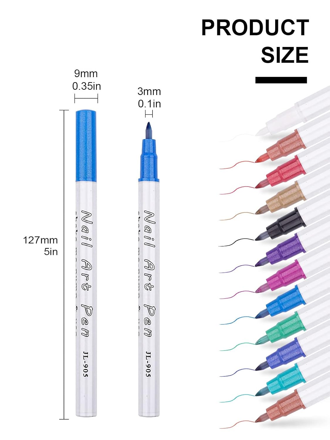 12 Color 3D Nail Art Pens Set, Kalolary Nail Point Graffiti Dotting Pen Drawing Painting Liner Brush for DIY Nail Art Beauty Adorn Manicure Tools-GlimoraGlow