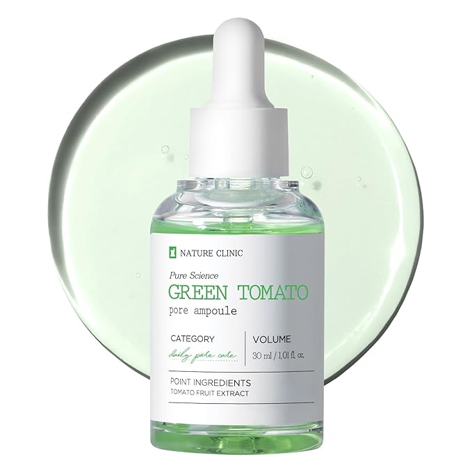 Green Tomato Pore Ampoule with Green Tomato, Witch Hazel and Hyaluronic Acid for Face Moisturizer and Pore Minimizing Treatment, Korean Skincare, 30ml, 1.01 fl. oz.-GlimoraGlow