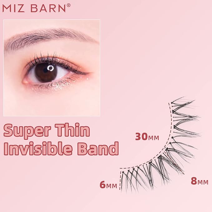 Miz Barn Daily Natural Look False Eyelashes, 4 Pairs Soft Lightweight Comfortable Short Lashes Clear Band Handmade False Eyelashes (W-7)-GlimoraGlow