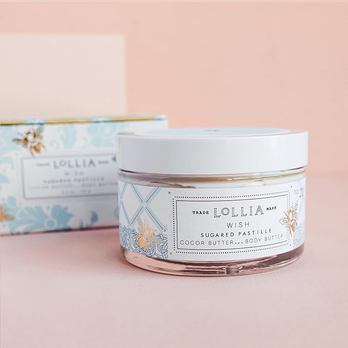 LOLLIA Wish Body Butter, 5.5 oz. - Sugared Pastille Fragrance - Shea Butter & Cocoa Butter, Body Lotion for Women, Hydrating & Smooth Body Moisturizer-GlimoraGlow