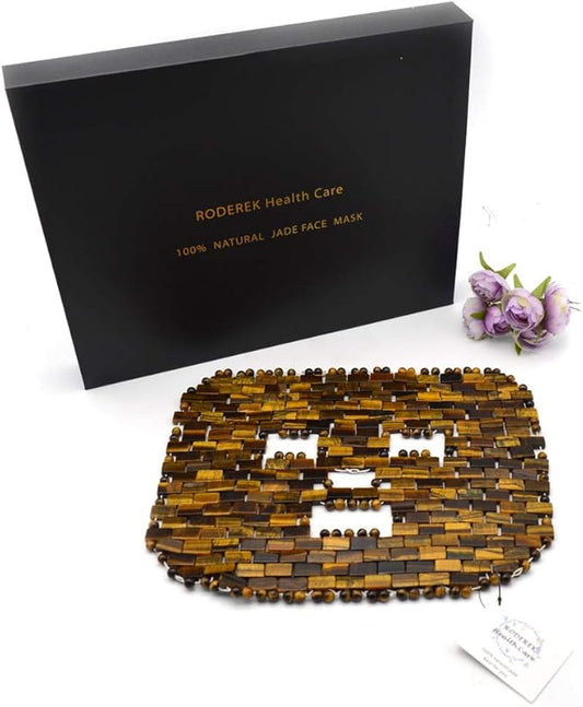 Jade Ice Sleeping Mask, Jade Mask for Relieving Face & Eye Puffiness Migraine, Anti Wrinkle Mask Therapy, Yoga Meditation Tools (Tiger's eye Jade)-GlimoraGlow