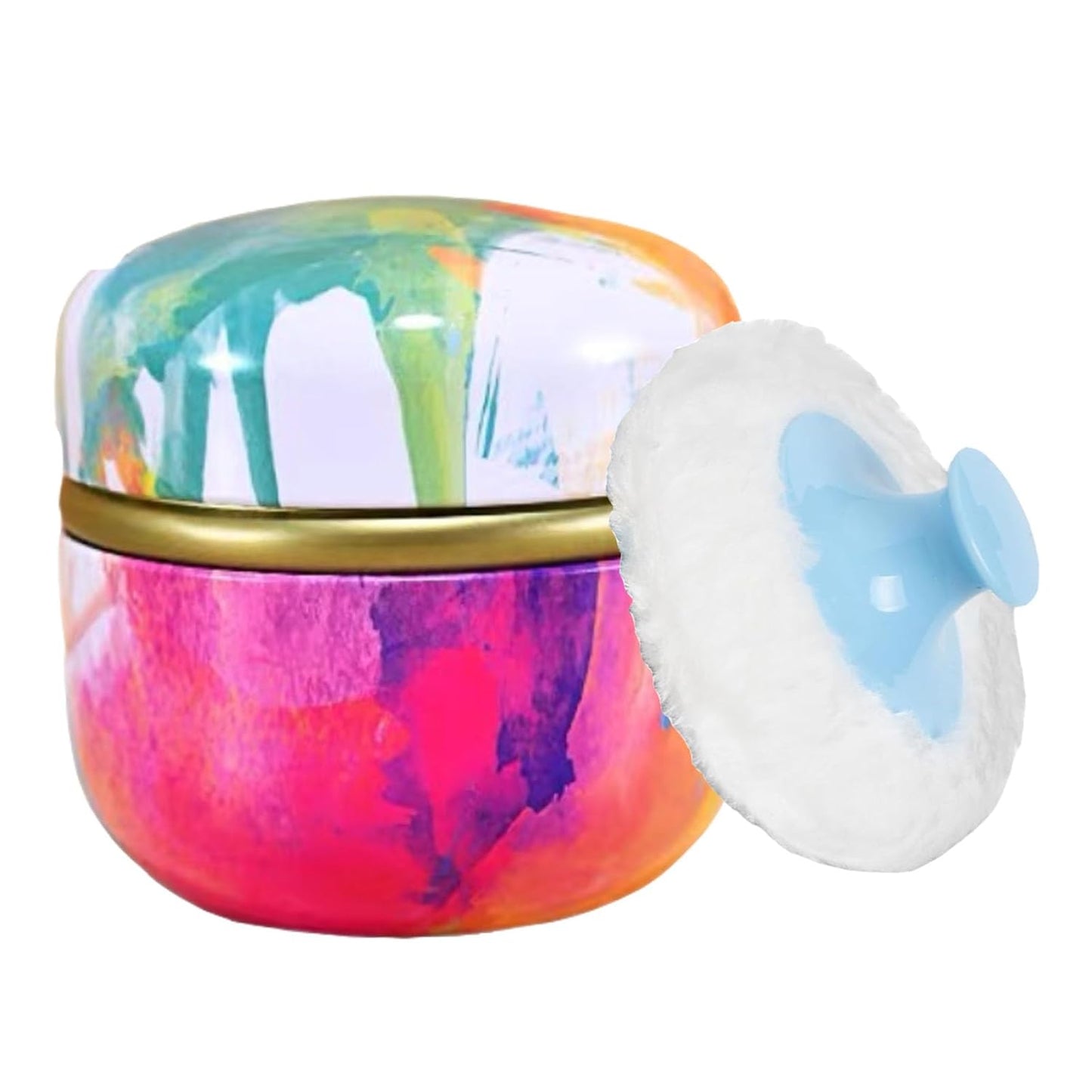 Body Powder Puff and Container, 3.35" Portable Dusting Powder Container with Soft Puff LoosePowder Case Box Jar with Lids for Baby Women Home and Travel Use-GlimoraGlow