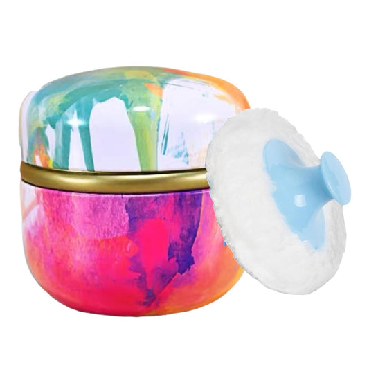 Body Powder Puff and Container, 3.35" Portable Dusting Powder Container with Soft Puff LoosePowder Case Box Jar with Lids for Baby Women Home and Travel Use-GlimoraGlow