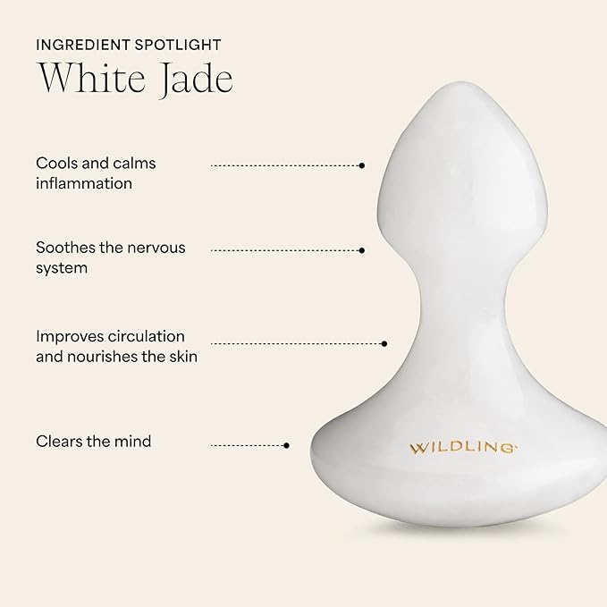 WILDLING Lumin Mushroom | Facial Massage Stone | Made with White Jade | Designed to Cool + De-puff + Calm the Skin | Perfect with Lumin Oil-GlimoraGlow