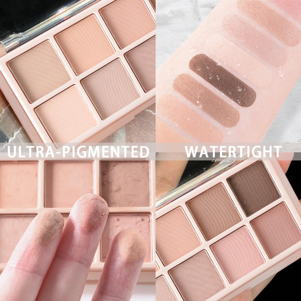 10 Color Matte Neutral Eyeshadow Palette - Nude Naked Beige Brown Shades, Blendable Long-Lasting, Vegan Cruelty-Free Natural Nude Eye Shadow Palette for Women, Professional Makeup Looks-GlimoraGlow