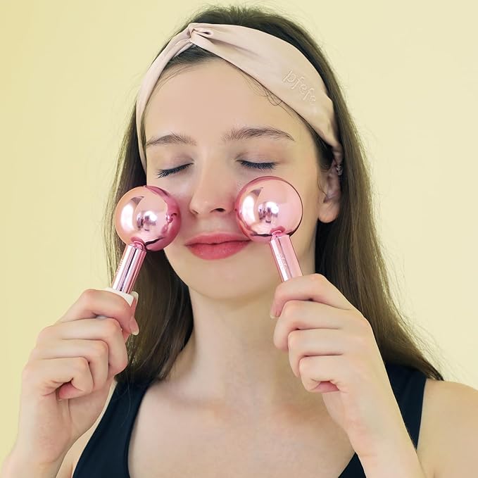 Ice Globes for Face & Eyes, Unbreakable Stainless Steel Cryo Sticks for Beauty Routines, Facials Cold Roller Colling Globes for Puffiness, Wrinkles, Dark Circles, Headaches-GlimoraGlow