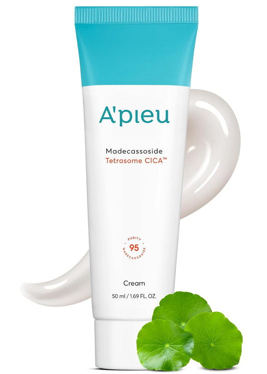 A'PIEU Madecassoside Tetrasome Cica Cream 1.69 fl oz/ 50ml - Upgraded Absorption, Enhanced Skin Barrier, Calming Effects - Centella Asiatica, Asiaticoside, Asiatic Acid-GlimoraGlow