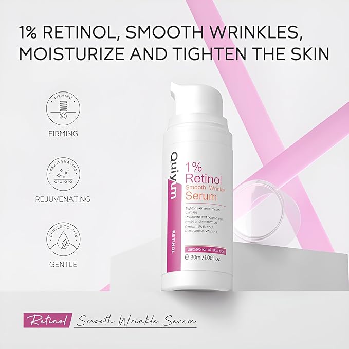 1% Retinol Serum for Face, Facial Serums for Anti Aging with Retinol, Niacinamide & Vitamin E for Fine Lines, Wrinkles & Dark Spots, Daily Skincare to Smooth & Firm Skin, 1.06 fl. oz, Pack of 2-GlimoraGlow