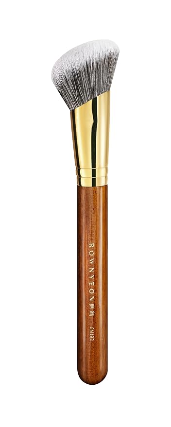 Desert Oak Series SlopeBlur Stipple Brush - Angled Nylon Bristles for Seamless Cream/Liquid/Powder Blending, Contour & Blush Application, Bubinga Handle (CM 192)-GlimoraGlow