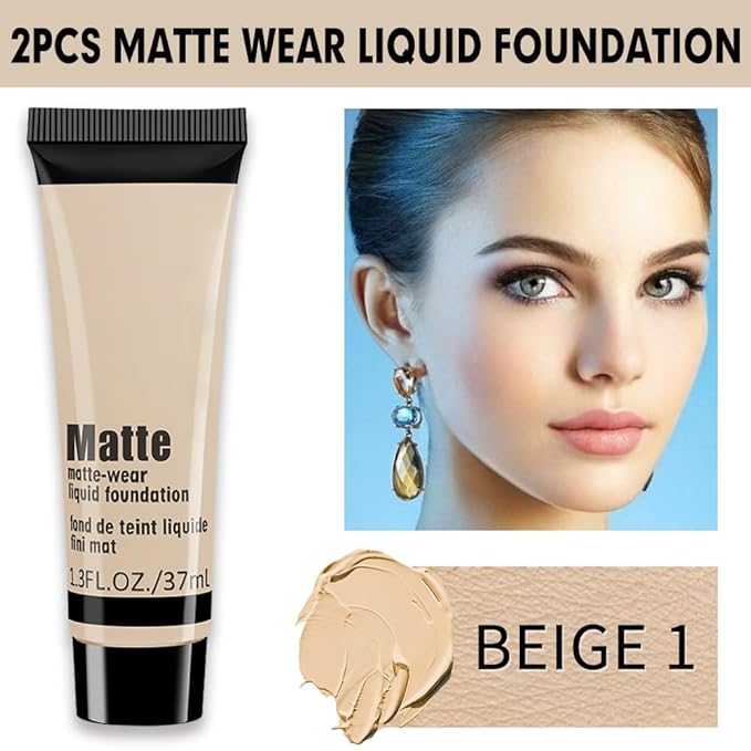 1 Pack Liquid Foundation Cream for Face Makeup,Durable Full Coverage Matte Concealer Make Up,Oil Control & Waterproof Base Primer -1 Fl.Oz (BEIGE 3#)-GlimoraGlow