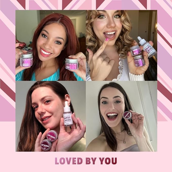 100% Natural Vegan Lip Butter Sleeping Lip Mask, Overnight Lip Moisturizer and Conditioner for Dry Lips. Intensive Lip Balm and Lip Therapy Skin Care with Mango butter (Bakuchiol - Collagen Boosting)-GlimoraGlow