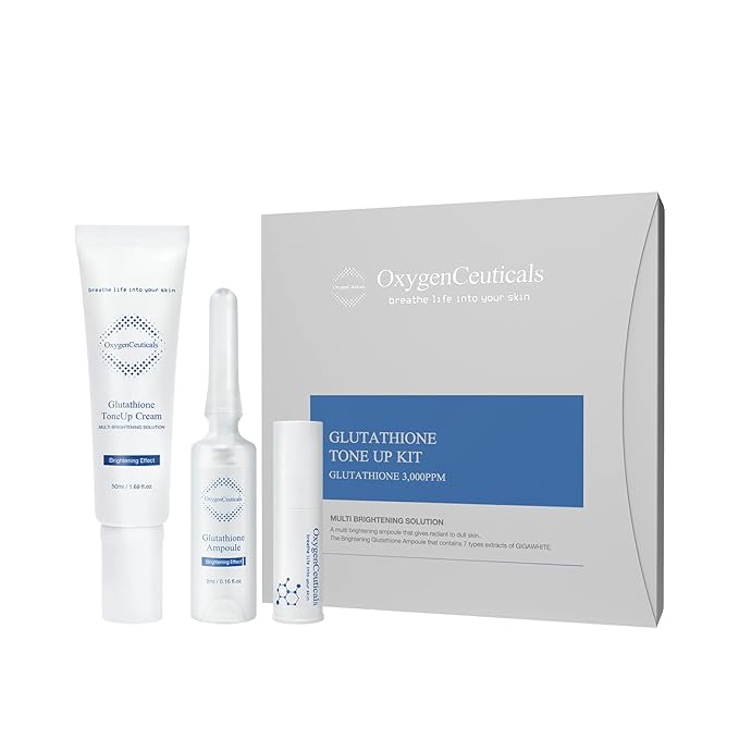 Instant Brightening Kit with Glutathione and Niacinamide | OxygenCeuticals Glutathione ToneUp Kit | Intensive Brightening Ampoule and Cream | 2 Pcs Set | Made in Korea-GlimoraGlow