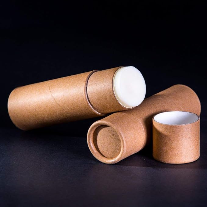 10 Pcs 1oz Cardboard Lip Balm Tubes Kraft Paper Lipstick Tube Empty Lip Gloss Containers Refillable Chapstick Container Round Paper Solid Tube for DIY Cosmetic Samples Lotion Deodorant,Brown-GlimoraGlow