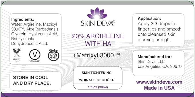 SKIN DEVA 20% Argireline Serum with Matrixyl 3000 Pure Hyaluronic Acid Serum For Face Deep Wrinkle Reducer Anti Aging Tones Skin and Stimulates Collagen Peptides Serum For Face-GlimoraGlow