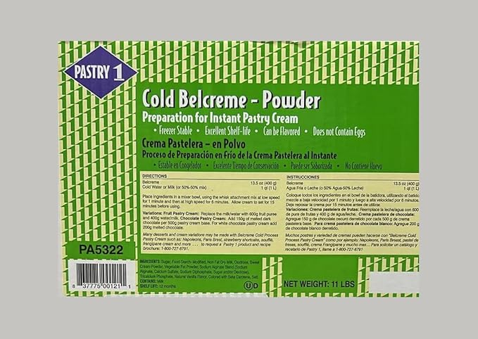 Instant Pastry Cream - Cold Belcreme Powder - 1 bag - 11 lb-GlimoraGlow