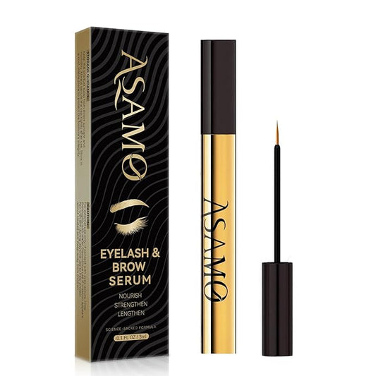 Eyelash Growth Serum & Eyebrow Growth Serum – 15 Plant Extracts with Biotin for Longer, Fuller, Thicker Lashes, Natural Vegan Gentle Nourishing Lash Enhancer (Gold Black)-GlimoraGlow