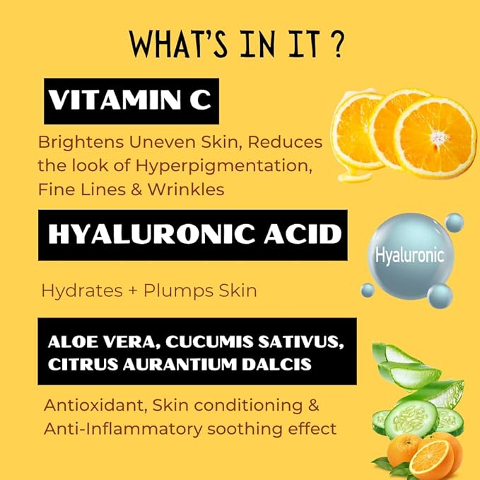 Vitamin C Serum, Sulphate-Free, Organic+ Natural Formula, Brightens Uneven Skin, Made In Canada, 29.5ml-GlimoraGlow