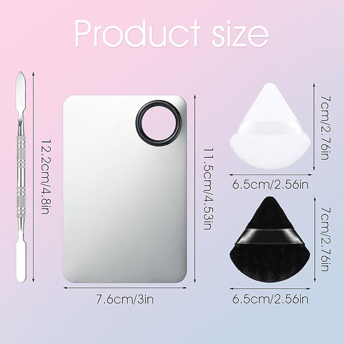 10-in-1 Makeup Spatula and Powder Puff Set with Professional Cosmetic Palette Triangle Puff for Eye Shadow Spatula Facial Cosmetic Makeup Tool for Eyelashe Body-GlimoraGlow