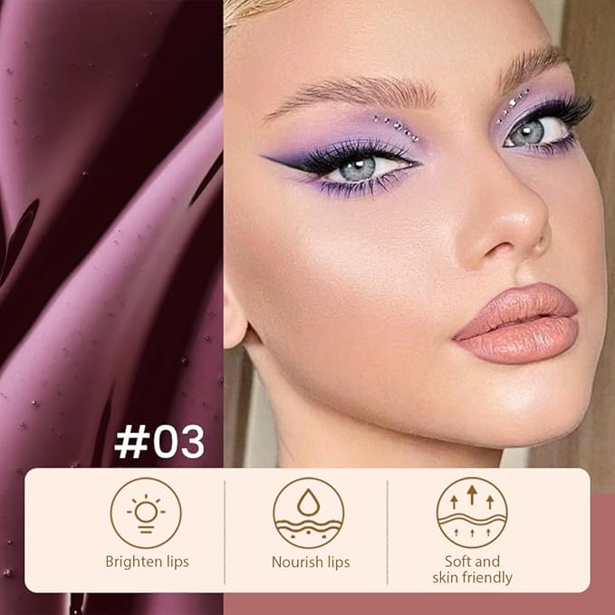 2 Pcs Matte Liquid Lip Stain Peel Off Lip Liner, Long Lasting Lip Tattoo, Waterproof & Transfer-Proof Lip Liner Peel Off Lip Gloss for All Skin Types. 0.12 fl oz #02+#03-GlimoraGlow
