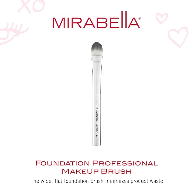 Mirabella Brushed Aluminum Professional Makeup Brush - Foundation Brush-GlimoraGlow