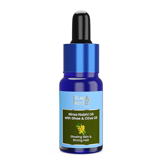 Blue Nectar Ayurveda Navel Oil with Ghee & Olive for Belly Oiling | Natural Belly Button (Nabhi) Oil for Radiant Skin & Deep Hydration (22 Herbs, 0.33Fl Oz)-GlimoraGlow