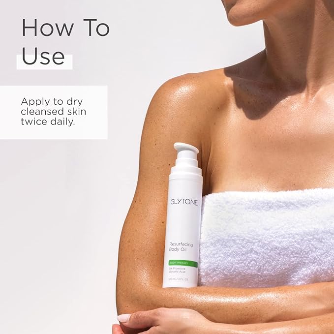 Glytone Resurfacing Body Oil– Nourishing & moisturizing anti aging Body Oil for dry Skin & Keratosis Pilaris –5% Proactive Glycolic Acid After Shower oil for Body–Unscented, Non Toxic 4 Fl oz-GlimoraGlow